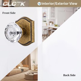 CLCTK Dummy Glass Crystal Door Knobs, Vintage Antique Brass Single Side Dummy Door Handles Set for Hall Closet, 4 Pack