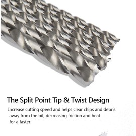 9pcs 150-200 mm Extra Long High-speed Steel HSS Twist Drill Bit Kit ，Diameter 2-10mm High hardness Spiral Drill Bit for Wood Plastic and Aluminum