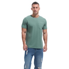JEEGAL Pocket Tee Men - Premium Cotton T-Shirt with Chest Pocket | Ultra Soft, Comfortable Fit, Classic Men's Pocket T Shirt for Casual & Work Wear(Army Green XXXL)