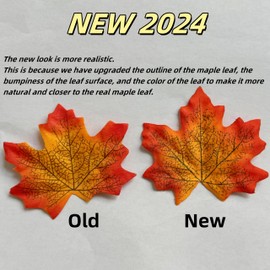 Jiesky 360 Pcs 8cm/3.1inch Artificial Maple Leaves 6 Colors Fall Leaves Thanksgiving Day Autumn Leaf Decorations Wedding Parties Props Party Table Decor Crafts Artificial Flowers 2024