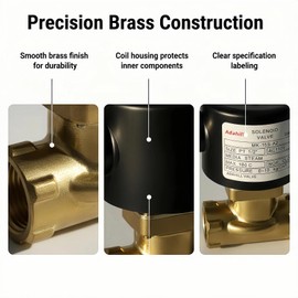 High Temperature Brass Solenoid Valve 1/2" NPT AC110V - Normally Closed Electric Valve for Steam, Water, Oil Applications - 180°C Working Temp, 145 PSI