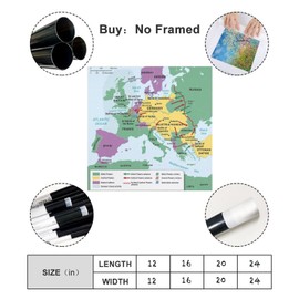 YOLANCH World War I Map of Europe Poster Printing Suitable for School Teacher Education, Student Room Print Bedroom Decor Room Posters 12x12inch(30x30cm) Unframe-style