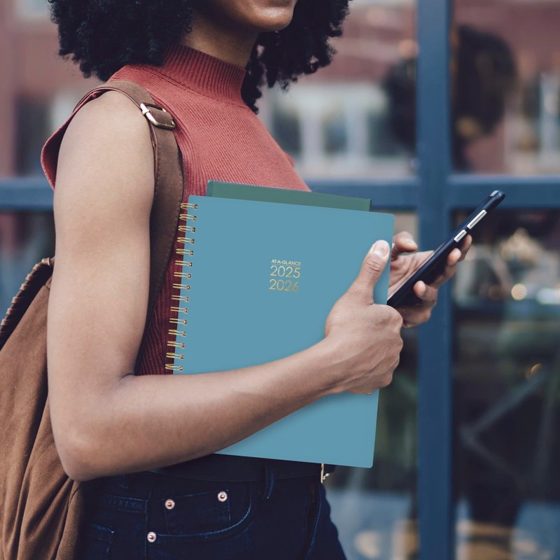 AT-A-GLANCE® Harmony Academic 2025-2026 Weekly Monthly Planner, Retro Blue, Large,