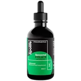 Liposomal Liquid folate (as 5-MTHF, The Active Form of folic Acid.) Advanced Nutrient delivery System, Made in The UK by lipolife. 60ml = 60 Servings. 500mcg of folate per 1ml. LLF1