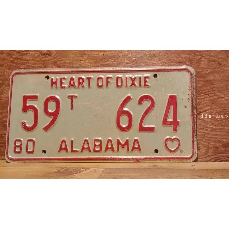 1980 ALABAMA License Plate Heart of Dixie antique vintage auto