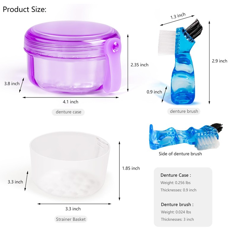 Leak Proof Purple Denture Cups for Soaking Dentures, Partial Denture