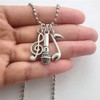 Music Notes and Microphone Necklace, Stainless Steel Ball Chain Long