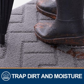 OLANLY Indoor Door Mat, 30x17, Dirt Resistant and Absorbent, Sturdy Non-Slip Rubber Backing, Easy to Clean, Washable Entry Mat, Ideal Low-Profile Floor Mat for Front Back Door and Entryway, Grey