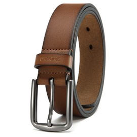 Chaoren Men's Leather Belt – Men's Leather Belt 35 mm for Jeans – Softer Leather Fits Better, brown