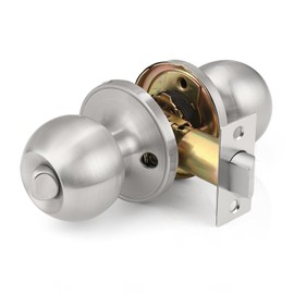 Probrico Satin Nickel Round Interior Door Knobs Privacy Door Knobs for Bathroom/Bedroom Doors Keyless Door Lock, Bed/Bathroom Door Knobs with Lock