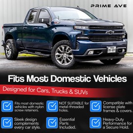 Prime Ave Heavy Duty Rustproof Stainless Steel Screws with Slotted 3/8" Hex Head + Nylon Inserts for Securing License Plates, Frames & Covers 4755299 3907444 A11719 Multipurpose Easy DIY (Set of 8)