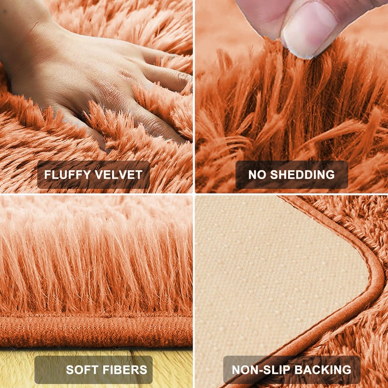 MOONLIGHT20015 Rugs Living Room Bedroom – Fluffy Shaggy Rust Area