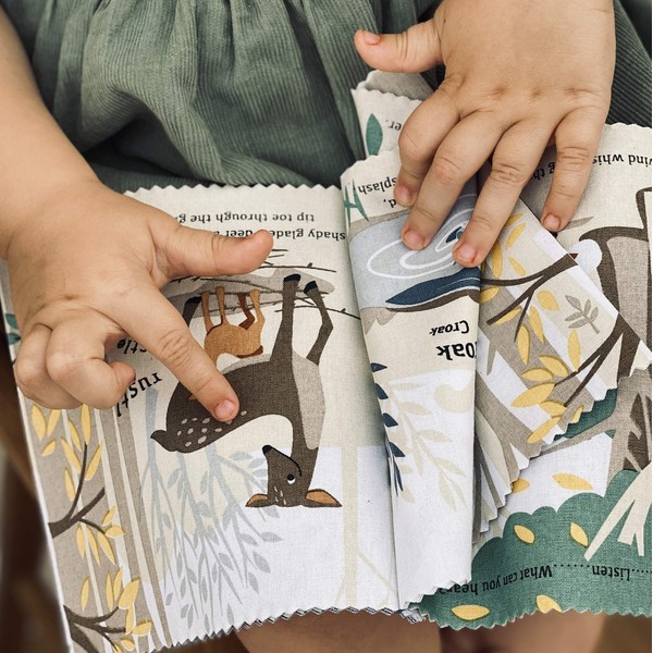 ThreadBear Design The Woodland Hush Cloth Rag Book With Illustrated Animals For Early Reading And Learning Development