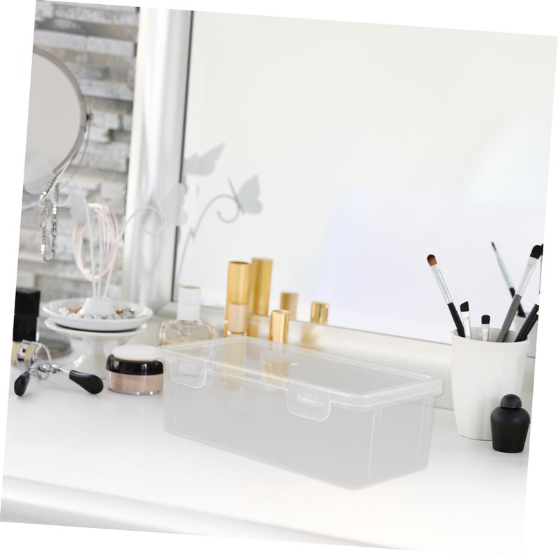 ORFOFE 2pcs Storage Box Set Transparent Organizer with Lid for
