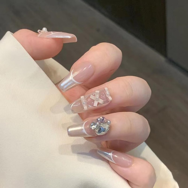 Nail Tips, Popular False Nails, 24 Pieces, Glossy, 3D Nail