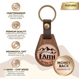 DEARMINE Cross Keychain, Christian Keychain, Bible Verse Keychains with NFC, Christian Keychains for Men, Faith Keychain V1, Regular