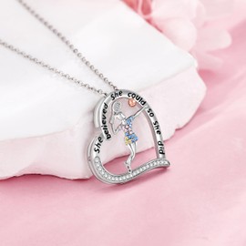ONEFINITY Sports Lovers Gifts for Women 925 Sterling Silver Tennis Necklace Tennis Ball Sport Themed Pendant Jewellery for Tennis Player Lovers, Sterling Silver, Cubic Zirconia