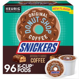 The Original Donut Shop Snickers Coffee, Keurig Single Serve K-Cup Pods, Flavored Coffee, 96 Count (4 Packs of 24)