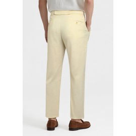 GINGTTO Linen Pants Men Dress Straight Fit Summer Fashion Casual Pants for Men Khaki 36