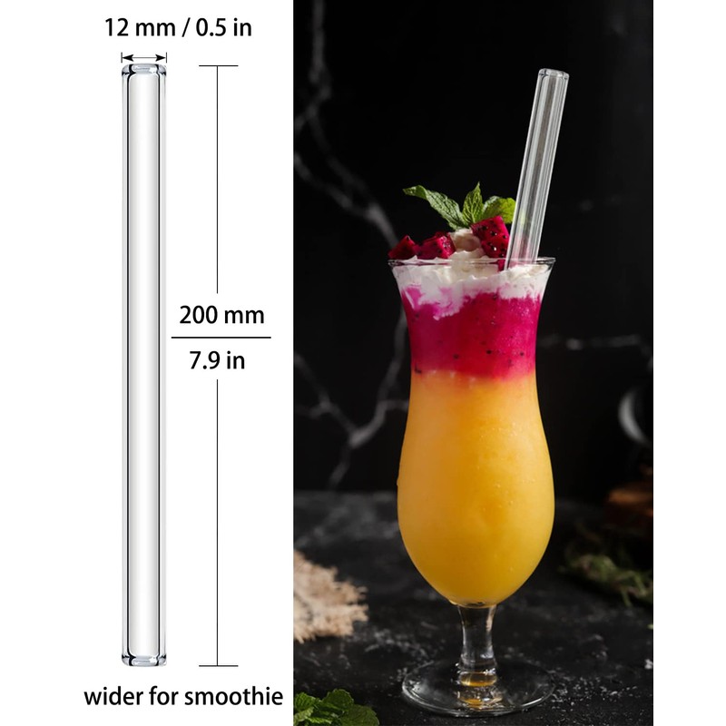 NAFENDER Glass Straws 12-Pack Reusable Drinking Straws 4 Bent Straws