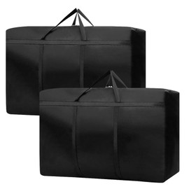 Extra große Aufbewahrungstasche, 600D Oxford Heavy-Duty Umzugstaschen mit Reißverschluss, 180L Faltbare Aufbewahrungstaschen mit Griffen für Kleidung, Decken, Bettwäsche, Reisen (2 Stk 100×58×28CM)