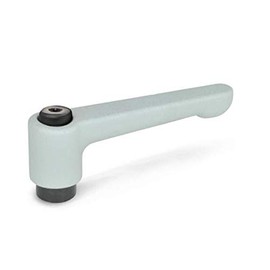 Adjustable clamping lever straight, with internal thread, M6 / silver