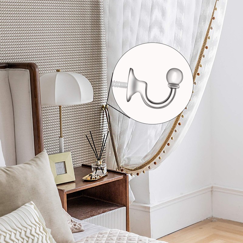 6 Pack Curtain Tieback Hooks Metal Curtain Holdbacks Ball End