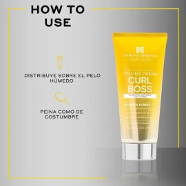 MARTHA DEBAYLE HAIR TECH Curl Boss Crema para Peinar. Pelo chino y ondulado. Con Miel de Manuka, 200 ml.                                              