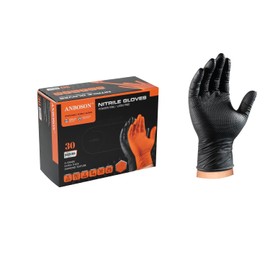 ANBOSON 10mil Nitrile-Gloves Disposable-Black Chemical-Resistant Rubber - Mechanic Gloves Heavy Duty, Latex Free, Diamond Grip (30, Large)