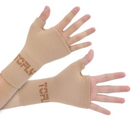 TOFLY® Wrist & Thumb Support Sleeve, 1 Pair Compression Arthritis Gloves for Unisex, Ideal for Carpal Tunnel, Wrist Pain & Fatigue, Sprains, RSI, Tendonitis, Hand Instability, Sports, Typing, Beige S