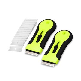Bates- Razor Blade Scraper Tool Set, 2 Pack, Black & Green, 30 Extra Stainless Steel Blades, Anti-Slip Ergonomic Handle Design, Razor Scraper Tool for Glass