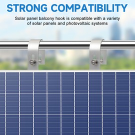 Pack of 4 Balcony Power Station Bracket Hooks, Solar Panel Mount, Universal PV Module Bracket Hooks, Stainless Steel Power Station Brackets Balcony for Mounting Solar Panel