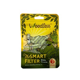 Weedlez Phil Trino Activated Carbon Filter 6 mm - SmartFilter (Ceramic + Cellulose + Vegan Coconut Charcoal) - Made in Italy, No Clogging, Stylish & Gentle - Pack of 50 Premium Filters (Green)