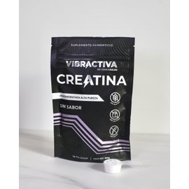 Vibractiva Creatina Monohidratada de Alta Pureza en Polvo, 250g, Natural, Sin Sabor, Sin Gluten, Sin Lactosa, 50 Porciones.
