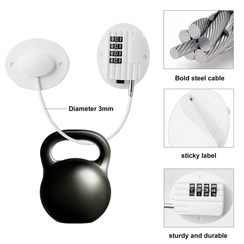 Refrigerator Lock with Combination, Keyless Security Lock for Freezers, Cabinets,