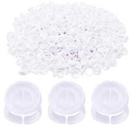 Miuffue Glue Rings for Eyelash Extensions, 150 Pcs Smart Glue Holder Easy Fanning Glue Cups for Volume Lashes, White