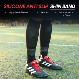 MediCaptain - Espinilleras de fútbol - Espinilleras de silicona - Alternativa a la cinta de fútbol, Espinilleras para adultos, jóvenes de 13 años, compatible con calcetines de agarre y mangas de