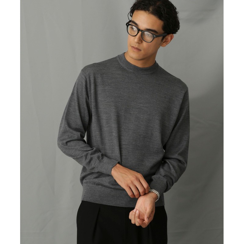 nano universe "pill-less knit" Fine Gauge Crew Neck, top grey