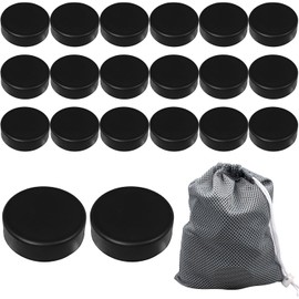 Xaztr 20 Pack Ice Hockey Pucks, Foam Hockey Pucks Soft Hockey Puck Bulk with Reusable Mesh Bag for Practice and Classic Training, Diameter 3", Thickness 1", Black