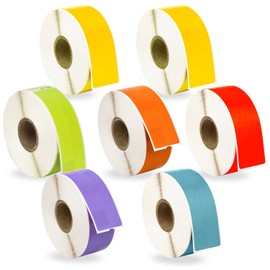 HOUSELABELS Compatible DYMO 30252 YL, YL, GN, OR, RD, LAV, BL Address Labels (1-1/8"x3-1/2), Permanent Adhesive, Compatible with DYMO LW 450, 4XL, Rollo & Zebra Desktop Printers, 7 Rolls/2450 Labels