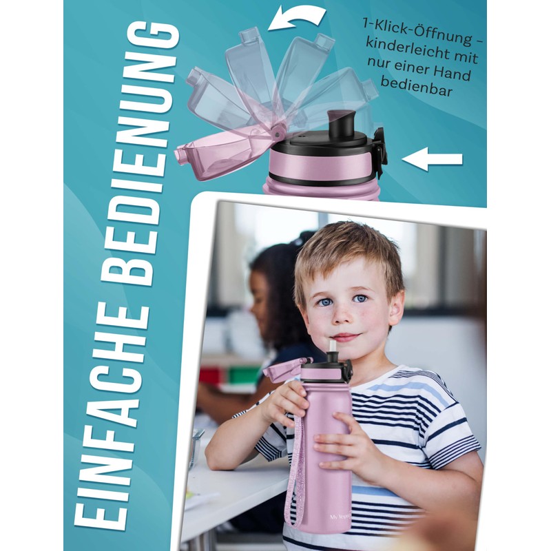 MY VESPERBOX Children's Stainless Steel Thermos Flask [Includes Straw and
