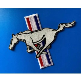 Classic Mustang Logo Embroidered Patch 7"x5" Ford