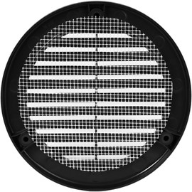 Vent Systems 4'' Inch (Opening Dimensions) Pack of 5 Black Soffit Vent Cover - Plastic Round Air Vent Grille - Built-in Insect Screen - HVAC for Bathroom, Home, Kitchen 5.2" Inch (Outer Dimensions)