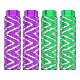 sourcing map 2 Pairs Bike Pegs Aluminum Alloy Rear Stunt Pegs Anti-Skid Foot Pedals Fit 3/8" Axles for Mountain Bike BMX, Purple & Green