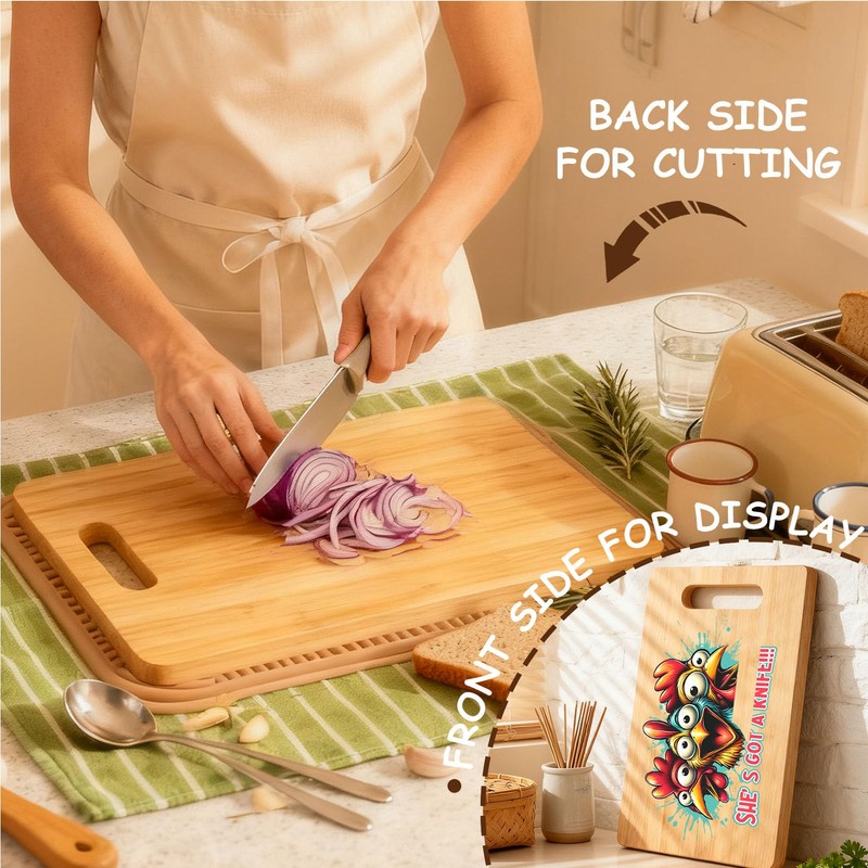Koesus Funny Shocked Chicken Cutting Board, Chicken Lover Lady Mom