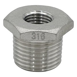 Flowbar VBU-S14-0402 1/2x1/4 Stainless Steel Threaded Fitting, Bushing, Silver