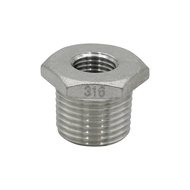 Flowbar VBU-S14-0402 1/2x1/4 Stainless Steel Threaded Fitting, Bushing, Silver