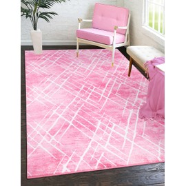 Modern Design Large Area Rugs for Living room Bedroom Non Slip Kitchen Rug Washable Floor Mat Small Door Mats (Pink, 50 x 80 cm)