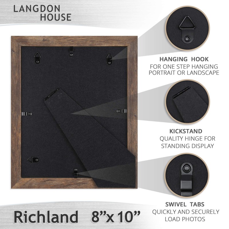 Langdon House 8x10 Picture Frames (Rustic Brown, 6 Pack) Traditional