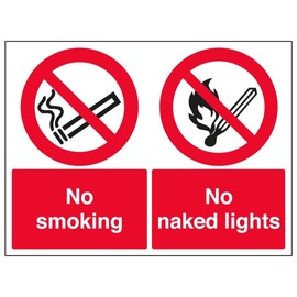 V Safety No Smoking/No Naked Lights 300 x 200 mm - 3mm Aluminium Composite Safety Sign